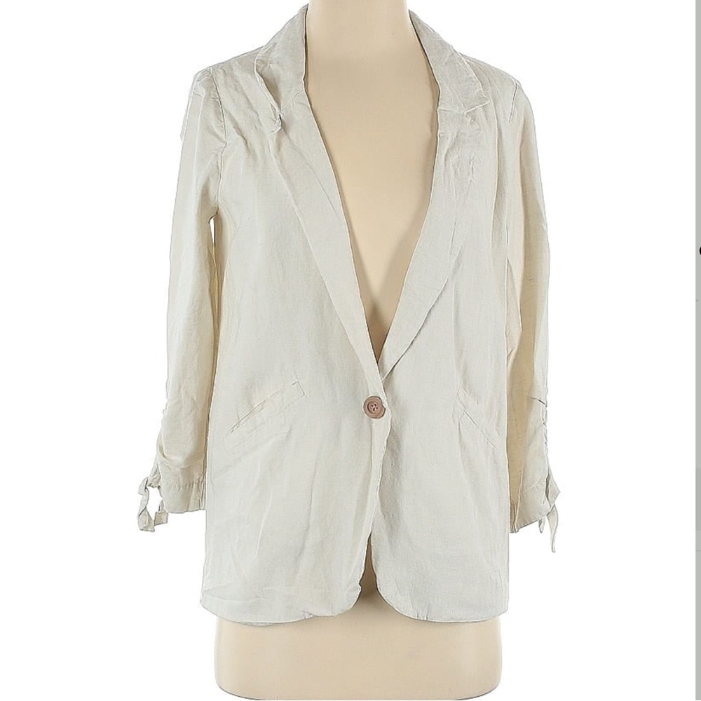Drew Linen Blazer Beige Size Medium Lined